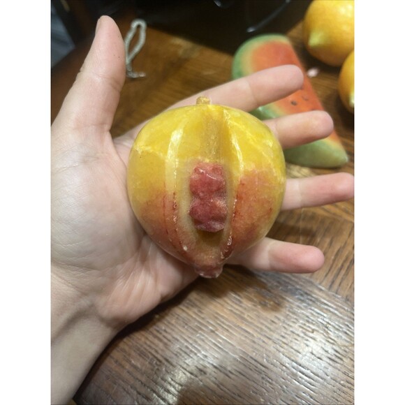 Lot Carved Onyx Marble Stone Fruit Hand Carved Mexico - 17 Pieces - Picture 6 of 16